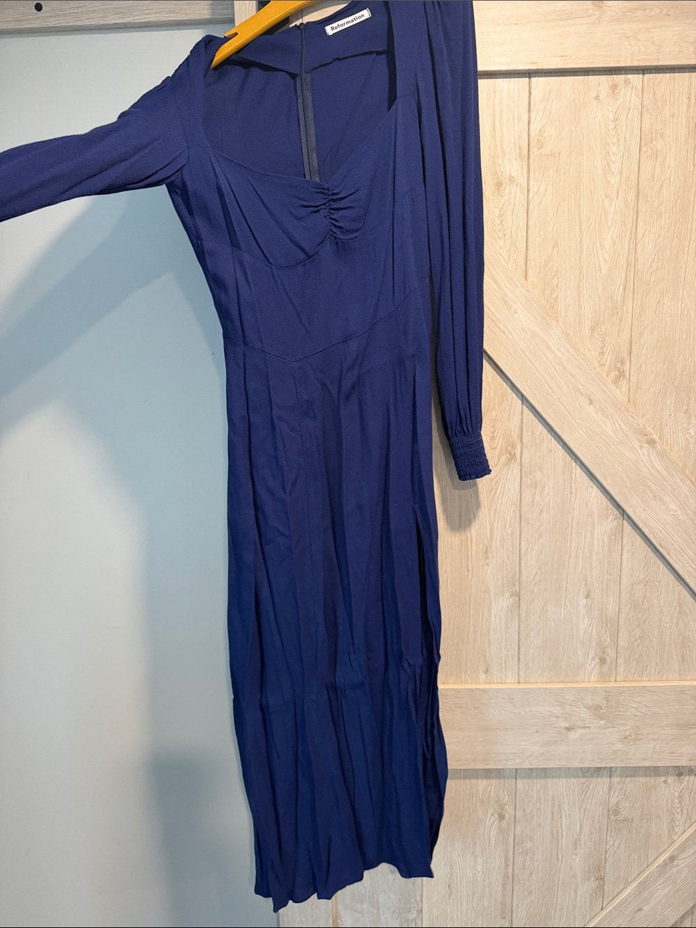 Reformation Navy Long-Sleeve Midi Dress